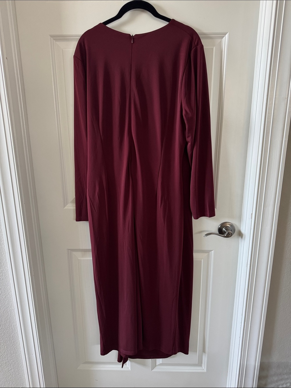 Anne Klein dress - Wine Red Long Sleeve Knot-Front Midi Dress - Picture 2 of 7